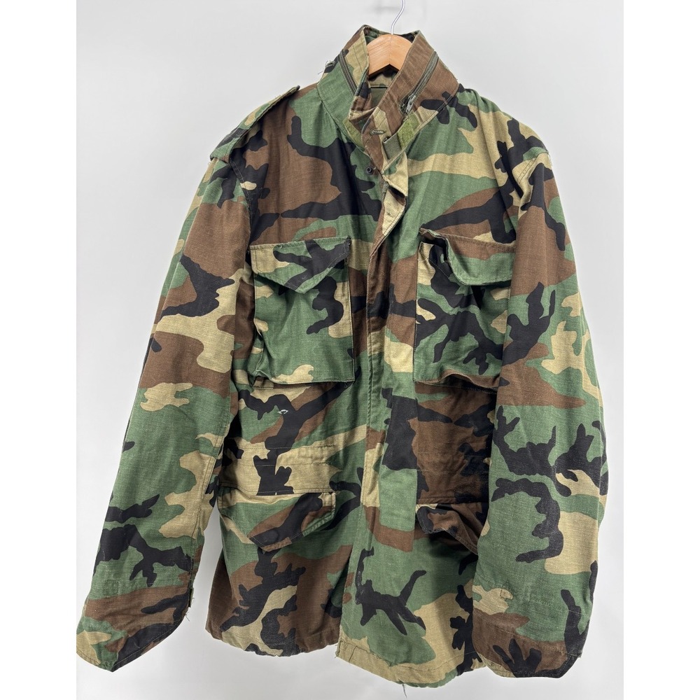 Alpha Industries M65 Field Jacket Mens Camo Cold Weather Medium Vintage Woodland